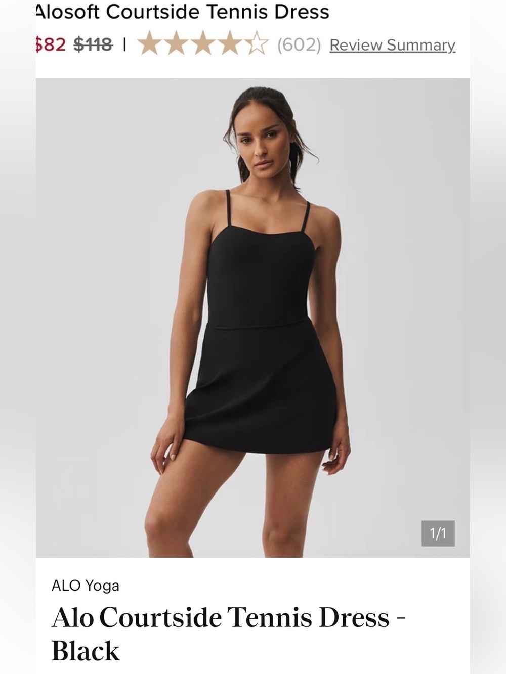 ALOsoft courtside Tennis Dress - Black
